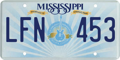 MS license plate LFN453