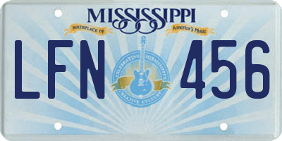 MS license plate LFN456