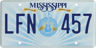 MS license plate LFN457