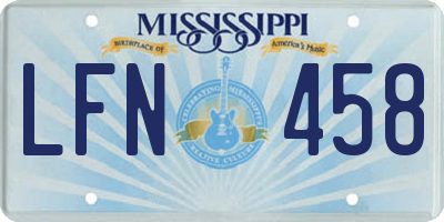 MS license plate LFN458
