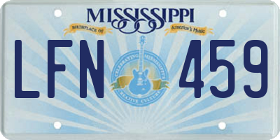 MS license plate LFN459