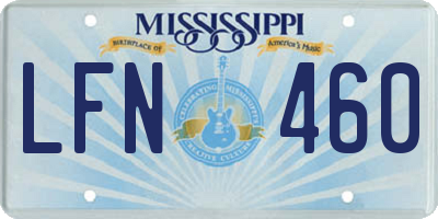 MS license plate LFN460