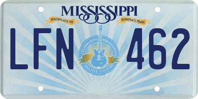 MS license plate LFN462