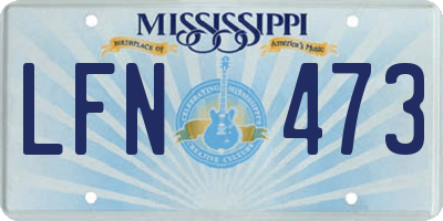 MS license plate LFN473