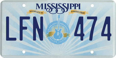 MS license plate LFN474