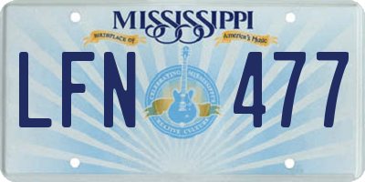 MS license plate LFN477