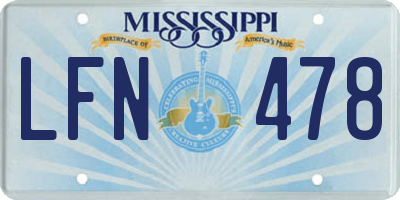 MS license plate LFN478