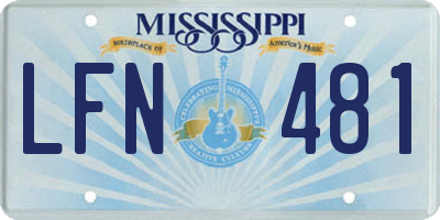 MS license plate LFN481