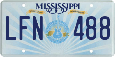 MS license plate LFN488