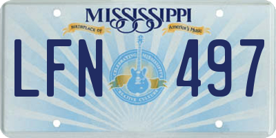 MS license plate LFN497
