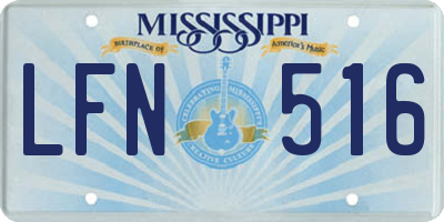 MS license plate LFN516