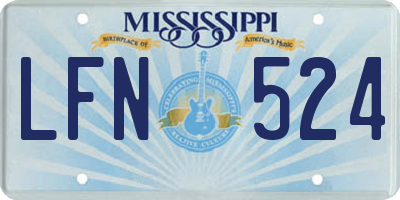 MS license plate LFN524