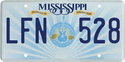 MS license plate LFN528