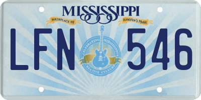 MS license plate LFN546