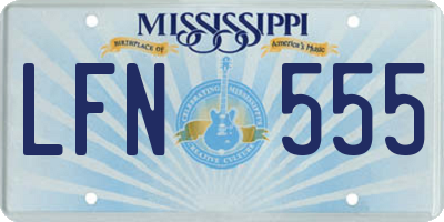 MS license plate LFN555