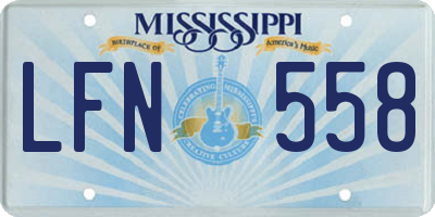 MS license plate LFN558