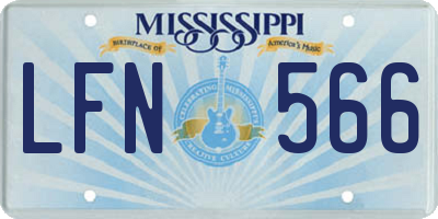 MS license plate LFN566