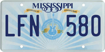 MS license plate LFN580
