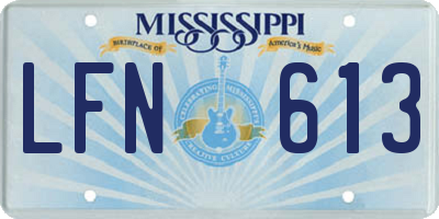 MS license plate LFN613