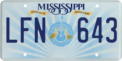 MS license plate LFN643
