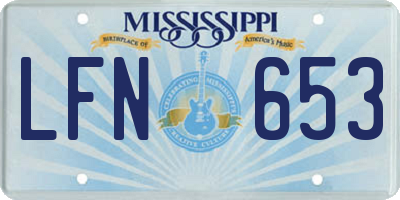 MS license plate LFN653