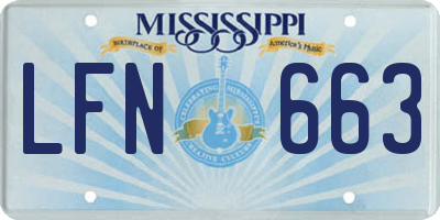 MS license plate LFN663