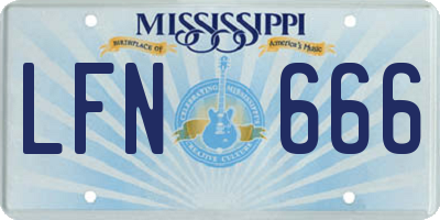 MS license plate LFN666