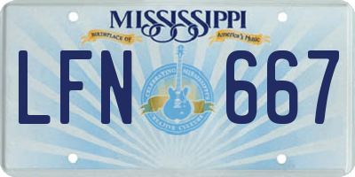 MS license plate LFN667