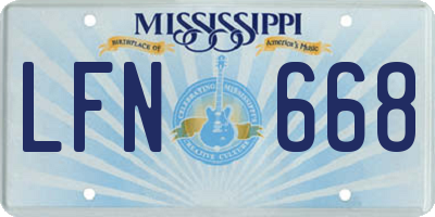 MS license plate LFN668