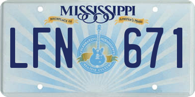 MS license plate LFN671