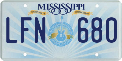 MS license plate LFN680