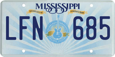 MS license plate LFN685