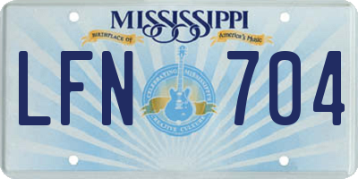 MS license plate LFN704