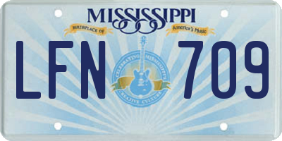 MS license plate LFN709