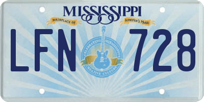 MS license plate LFN728