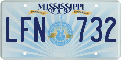 MS license plate LFN732
