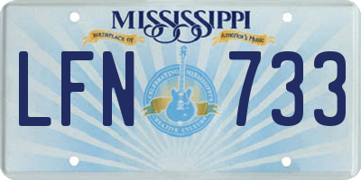 MS license plate LFN733