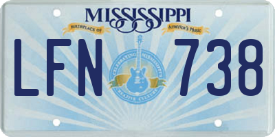 MS license plate LFN738
