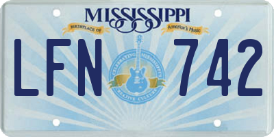 MS license plate LFN742