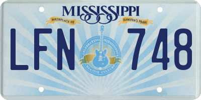 MS license plate LFN748