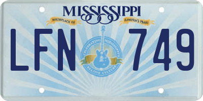 MS license plate LFN749