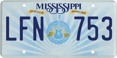 MS license plate LFN753