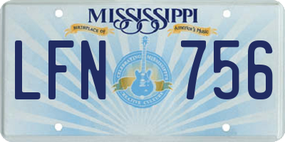 MS license plate LFN756