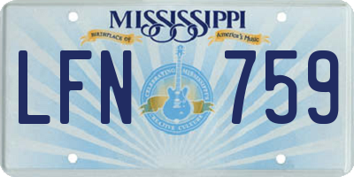 MS license plate LFN759