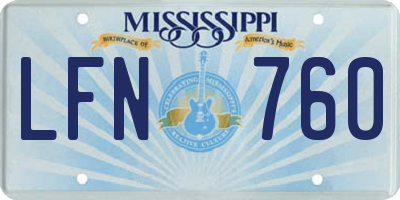 MS license plate LFN760