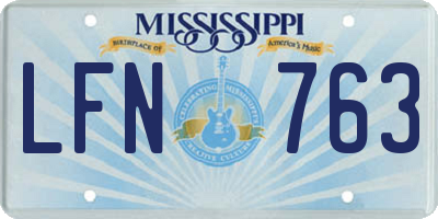 MS license plate LFN763