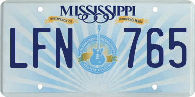 MS license plate LFN765