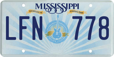 MS license plate LFN778