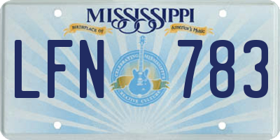 MS license plate LFN783