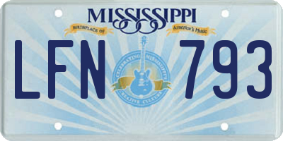 MS license plate LFN793